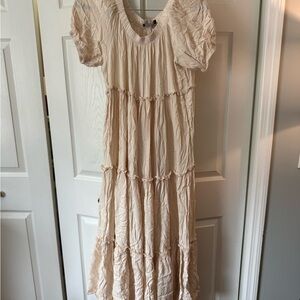 Lizard Thicket Elegant Cream Tiered Dress